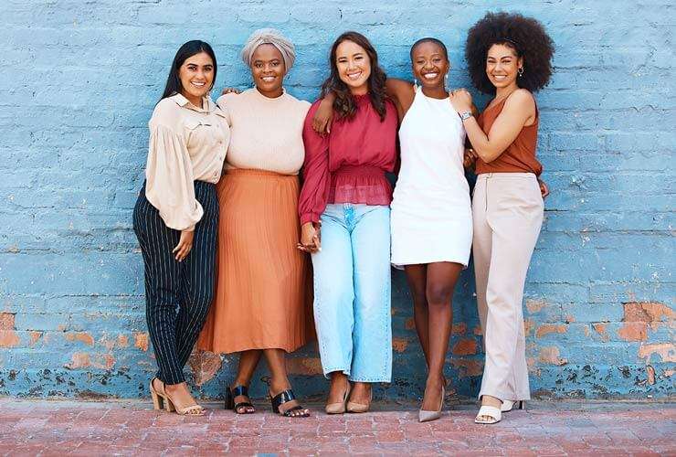 Group of smiling multicultural women