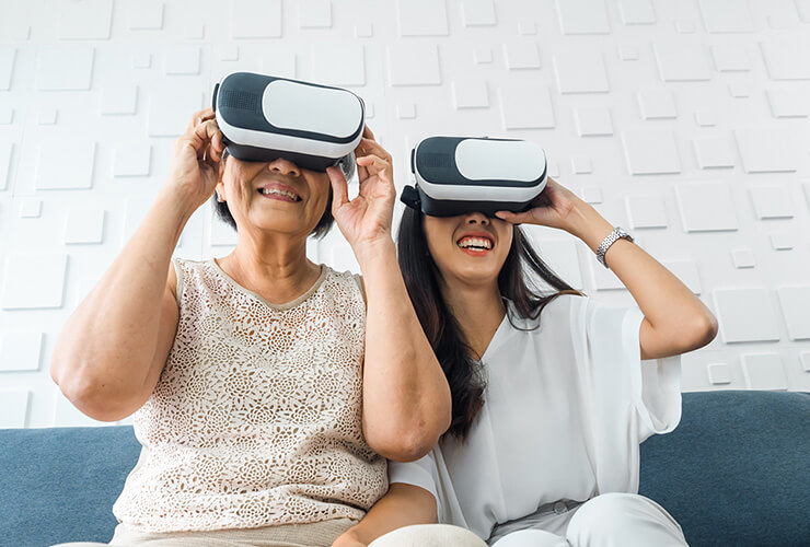 grandma and granddaughter playing VR