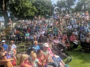parents and spectators waiting to watch the band perform