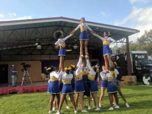 cheer team performing