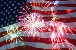 fireworks and the american flag