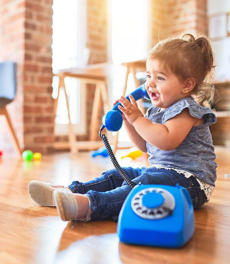 child playing with a phone