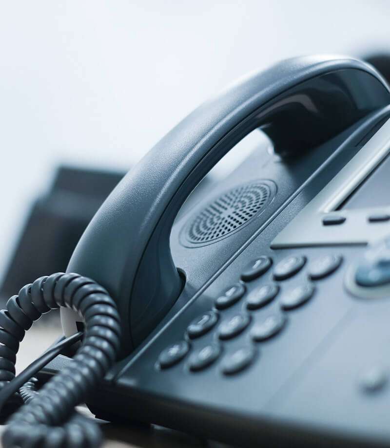 black business phone on a desk