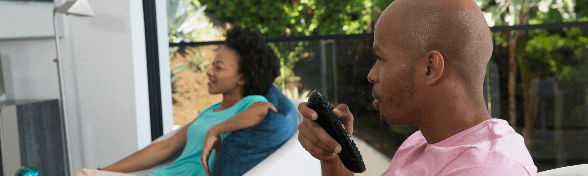 Man using voice with remote