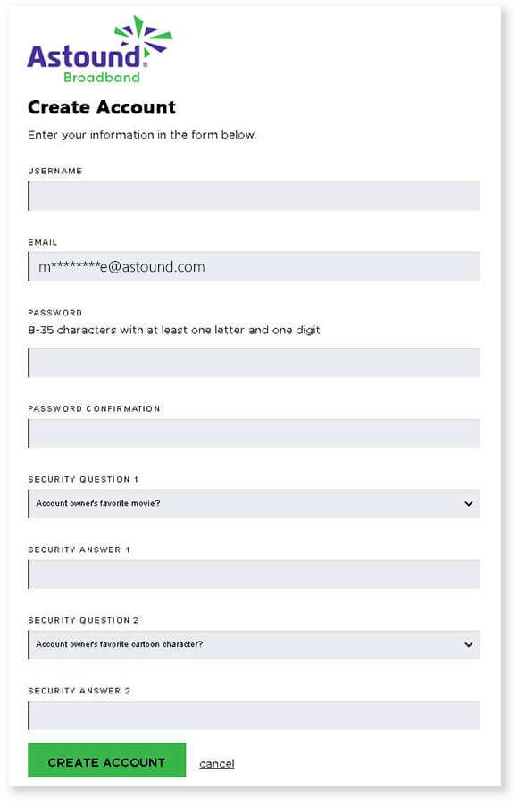 Step 5: Enter account information in the form