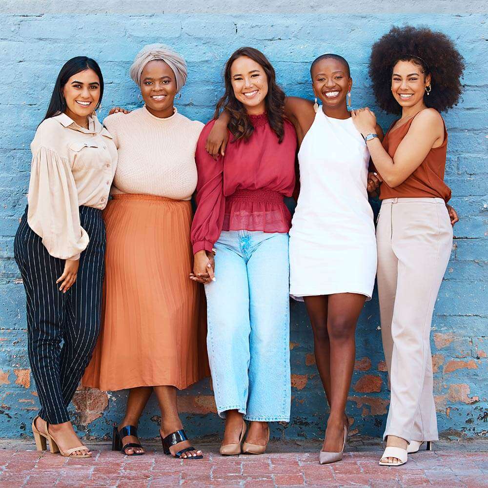 Group of smiling multicultural women