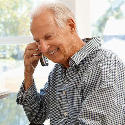 Man talks on phone