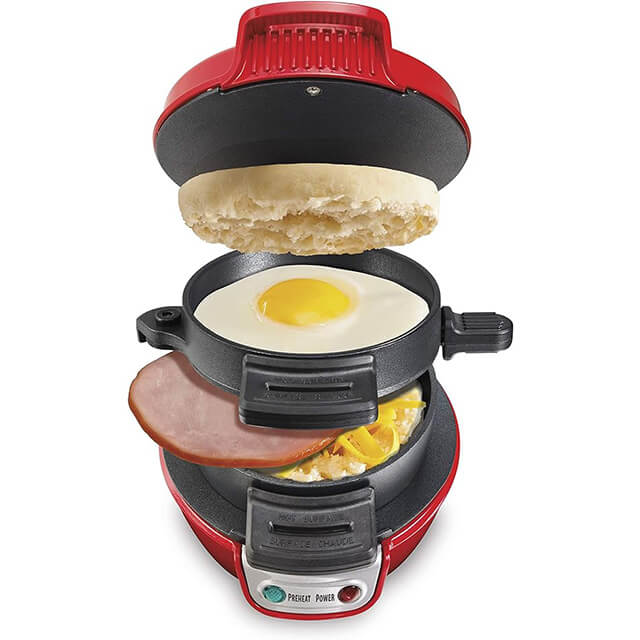 breakfast sandwich maker in red