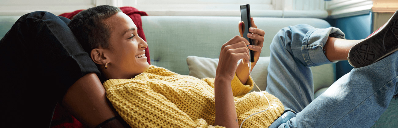 Woman recline with phone