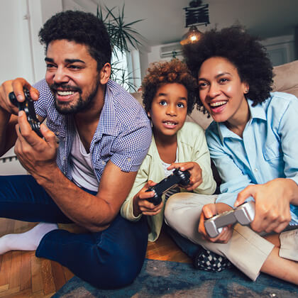 family gaming together