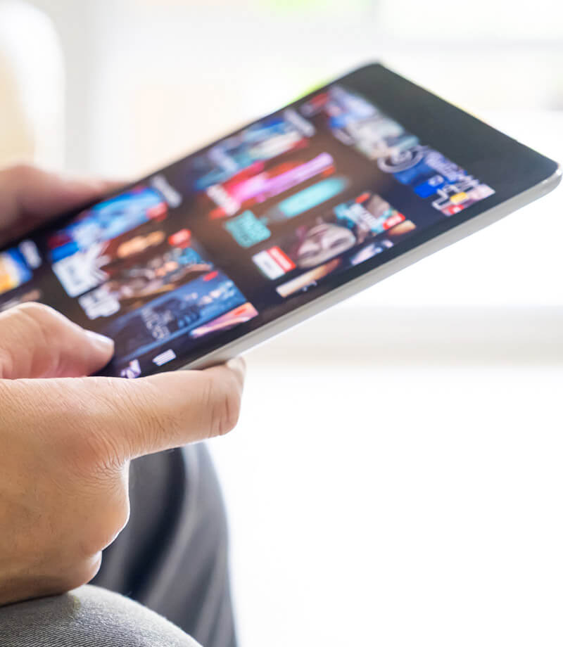 Find out about internet speeds for streaming on handheld tablet