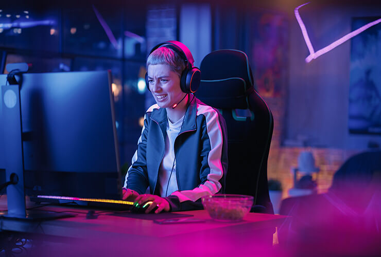 A frustrated gamer on their desktop