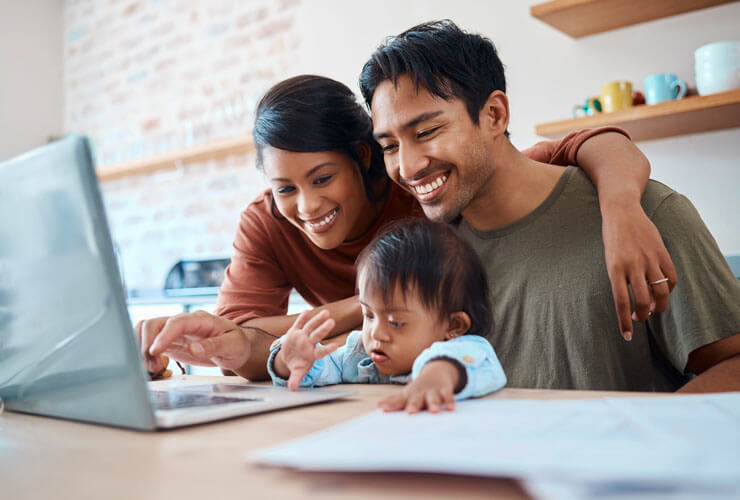 young family securely browses internet