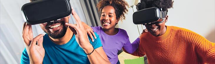 Family enjoys VR gaming together