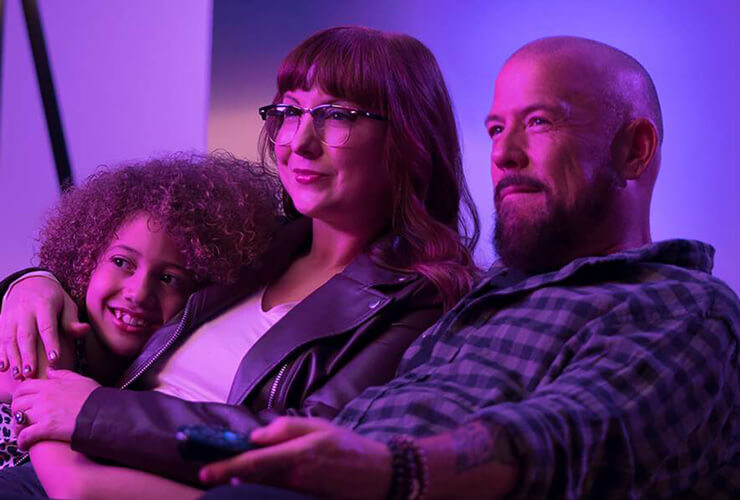 Family watches streaming TV together