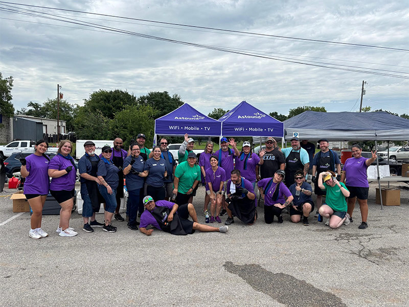 Astound volunteers at the food distribution event.