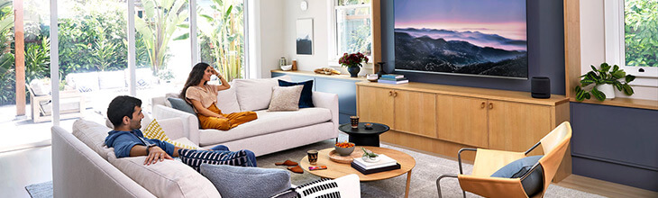 Couple using home WiFi system compares eero Secure vs. eero Plus